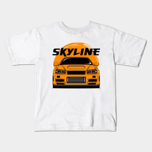 Orange Skyline R34 Kids T-Shirt